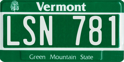 VT license plate LSN781