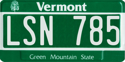VT license plate LSN785