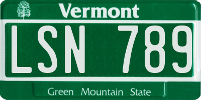 VT license plate LSN789
