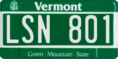 VT license plate LSN801