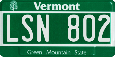 VT license plate LSN802