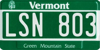 VT license plate LSN803