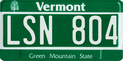 VT license plate LSN804