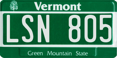 VT license plate LSN805