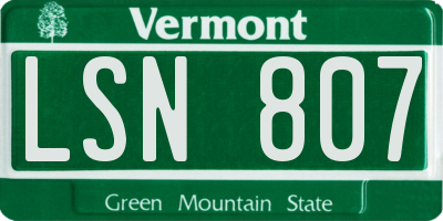 VT license plate LSN807