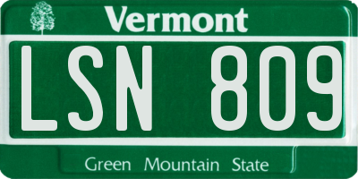 VT license plate LSN809
