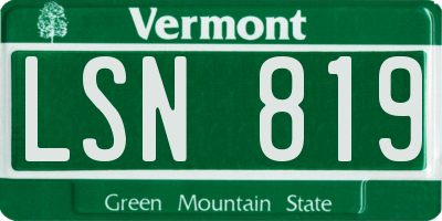 VT license plate LSN819