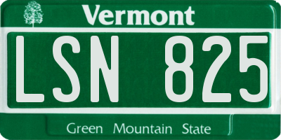 VT license plate LSN825