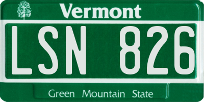 VT license plate LSN826