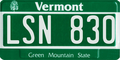 VT license plate LSN830