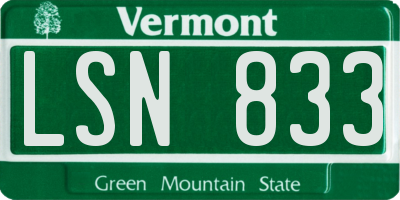 VT license plate LSN833