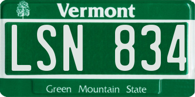 VT license plate LSN834