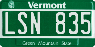 VT license plate LSN835
