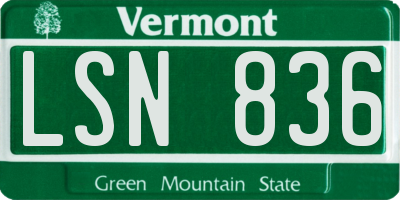 VT license plate LSN836