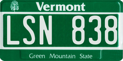 VT license plate LSN838