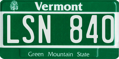 VT license plate LSN840