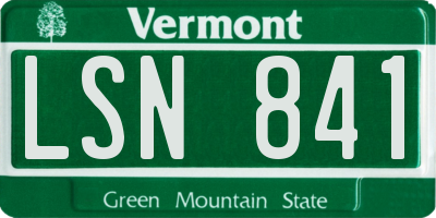 VT license plate LSN841