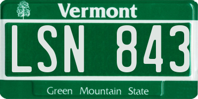 VT license plate LSN843