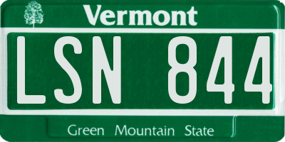 VT license plate LSN844