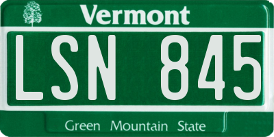 VT license plate LSN845