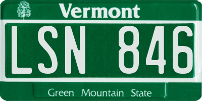 VT license plate LSN846