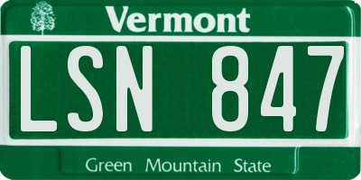 VT license plate LSN847