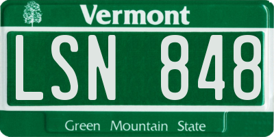 VT license plate LSN848