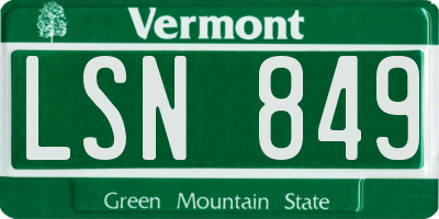 VT license plate LSN849