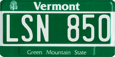 VT license plate LSN850