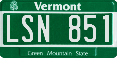 VT license plate LSN851