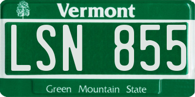 VT license plate LSN855