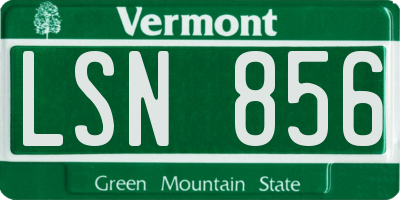 VT license plate LSN856
