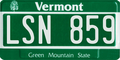 VT license plate LSN859