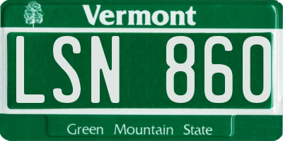VT license plate LSN860