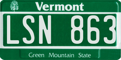 VT license plate LSN863