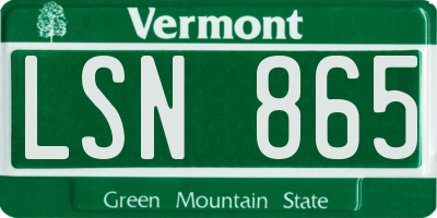 VT license plate LSN865