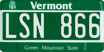 VT license plate LSN866