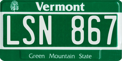 VT license plate LSN867
