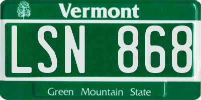 VT license plate LSN868