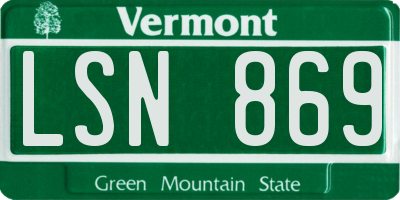 VT license plate LSN869