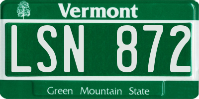 VT license plate LSN872