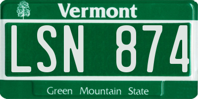 VT license plate LSN874