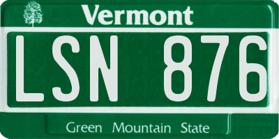 VT license plate LSN876