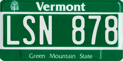 VT license plate LSN878