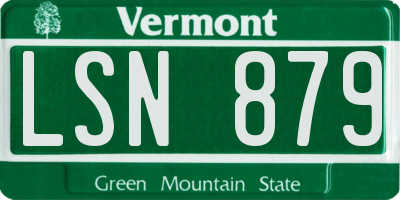 VT license plate LSN879