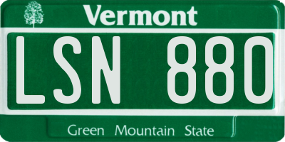 VT license plate LSN880