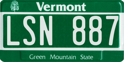 VT license plate LSN887