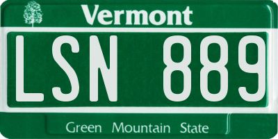 VT license plate LSN889