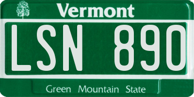 VT license plate LSN890