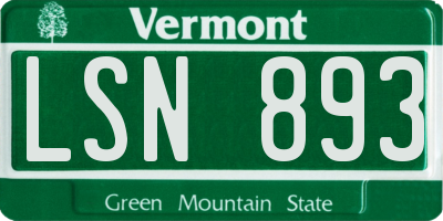 VT license plate LSN893